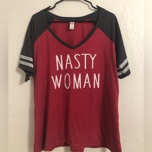 Nasty Woman Women’s XXL Baseball Style V-neck T-shirt
